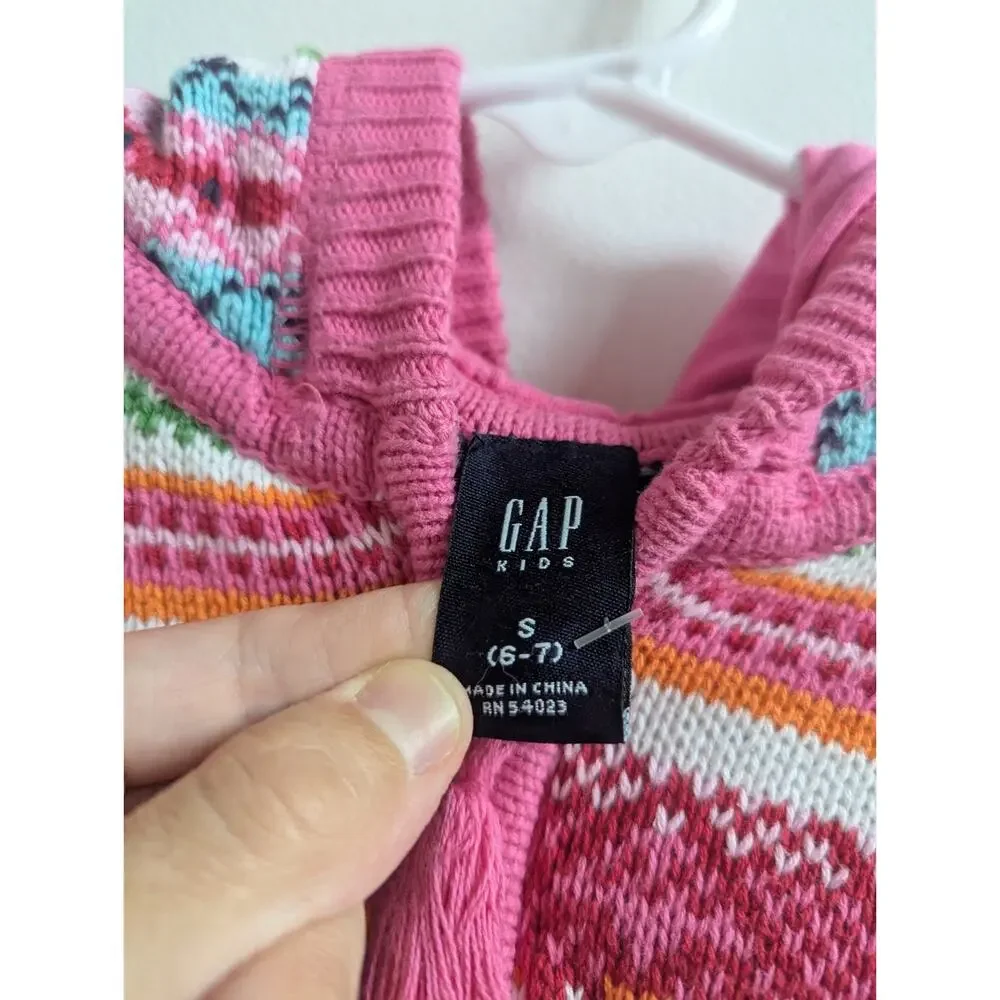 Baby Gap Sweater 6-7 Girls Pink Nordic Hoodie Zip